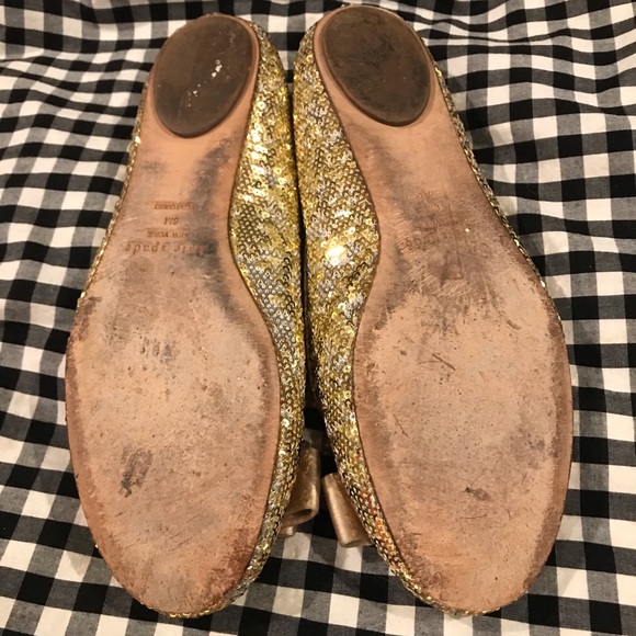 Kate Spade Glitter Gold/Silver Flats. GUC. Sz. 8 - Picture 8 of 9
